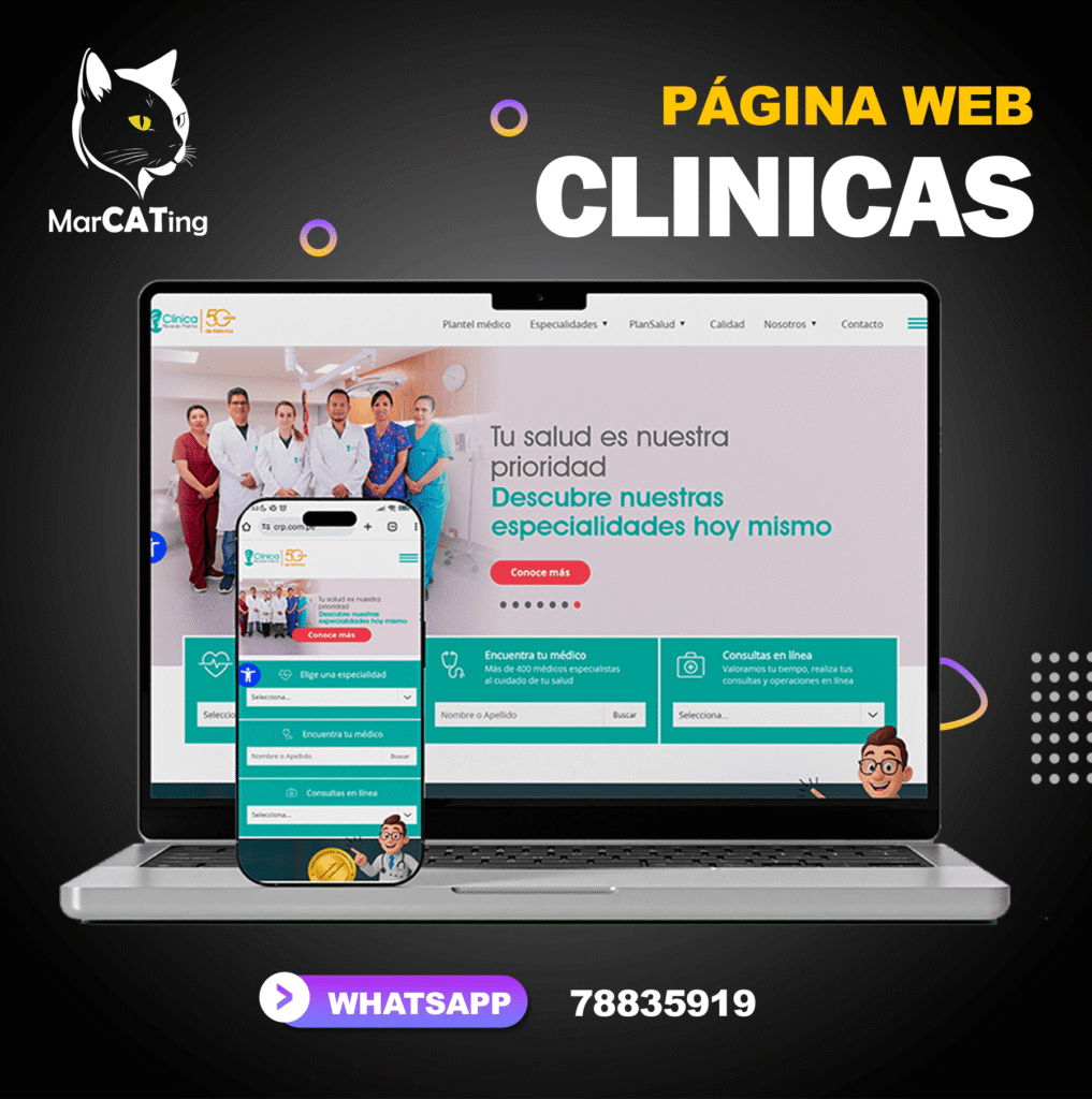 #ClinicaSalud #CentroMedico #ClinicaBolivia #ClinicaLaPaz #ClinicaCochabamba #ConsultorioMedico #SaludIntegral #AtencionMedica #BienestarYSalud #ServiciosMedicos #PaginaWebClinica #DisenoWebMedico #PresenciaDigital #SEOClinicas #MarketingMedico #ClinicaOnline #MarketingSalud #PosicionamientoWeb #AgenciaDigitalSalud #PublicidadMedica #SaludDigital #TransformacionDigital #AgendarCitaOnline #ConsultasOnline #Telemedicina #HistoriaClinicaDigital #ClinicaInteligente #PlataformaMedica #InnovacionMedica #CitasEnLinea #ClinicaEnLaPaz #ClinicaEnCochabamba #ClinicaEnSantaCruz #CentroMedicoBolivia #SaludBolivia #ClinicasDeBolivia #MedicosEnBolivia #AtencionMedicaBolivia #PacientesFelices #SaludParaTodos #TuSaludPrimero #ConfianzaMedica #CuidamosDeTi #AtencionPersonalizada #ProfesionalesDeLaSalud #CuidadoHumano #SaludConCorazon #ExperienciaMedica #ClinicaConfiable #TuClinicaDeConfianza